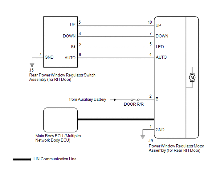 Toyota Avalon Service & Repair Manual - Rear Power Window RH does not